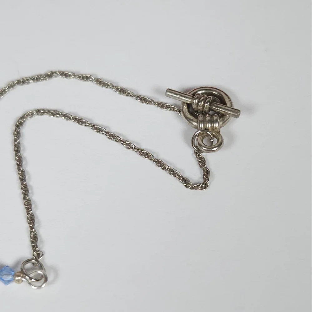 Handmade Dainty Blue Crystal Bar Silver Bracelet Dainty Crystal Chain Bracelet
